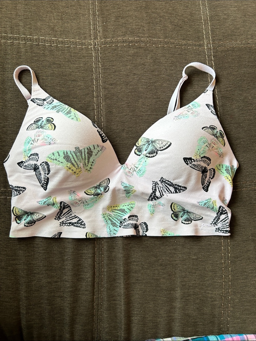Victoria’s Secret Pink Wireless Butterfly Print Bralette - light purple size med